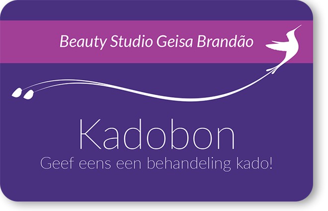 Kadobon van Beauty Studio Geisa Brandão met de kolibrie uit het logo